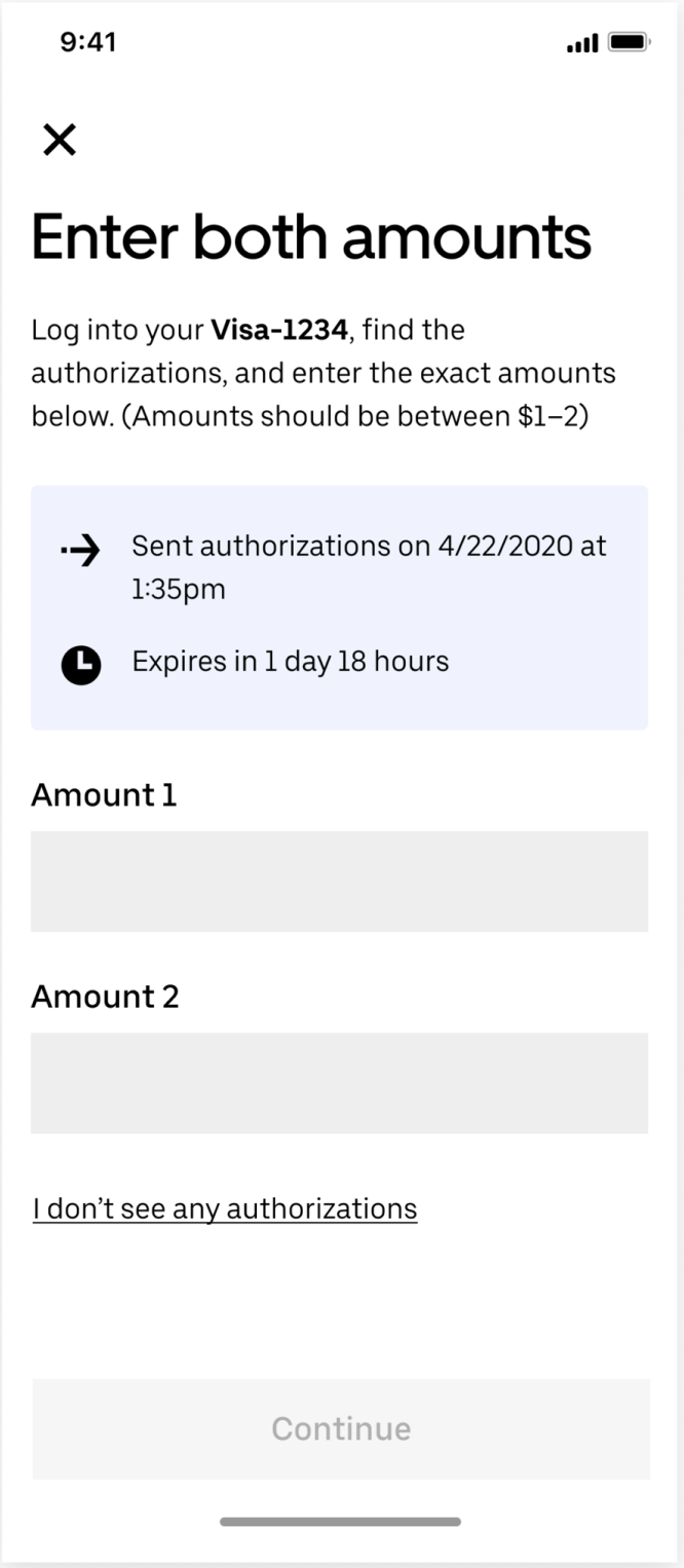 Enter both authorization amounts